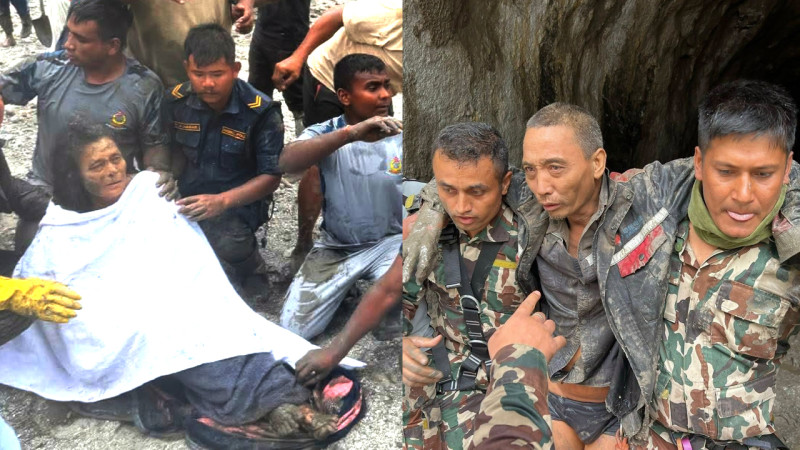 भोटेकोशी बाढीको ११औँ दिनमा आज दुई जनाको जीवितै उद्धार