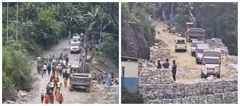 बाढीले भत्काएको कास्कीको बिरेठाँटी सडक मर्मतपछि गाडी चल्न थाले