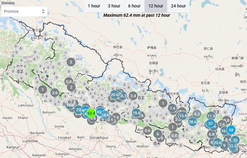 गएराति केही ठाउँमा हल्कादेखि मध्यम वर्षा