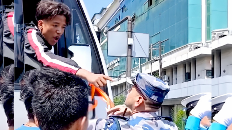 त्रिपुरेश्वरमा बसमा आगलागी : चालक र ट्राफिक प्रहरीबीच विवाद भएको भिडियो सार्वजनिक