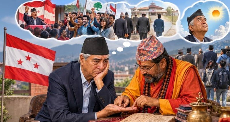 देउवाका दुःख : हातमा डण्डी, हावामा चारतारा !