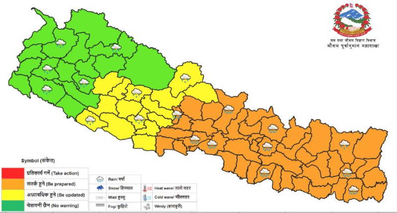 आज दिनभर झरी पर्ने, यस्तो छ तीन दिनको मौसम पूर्वानुमान
