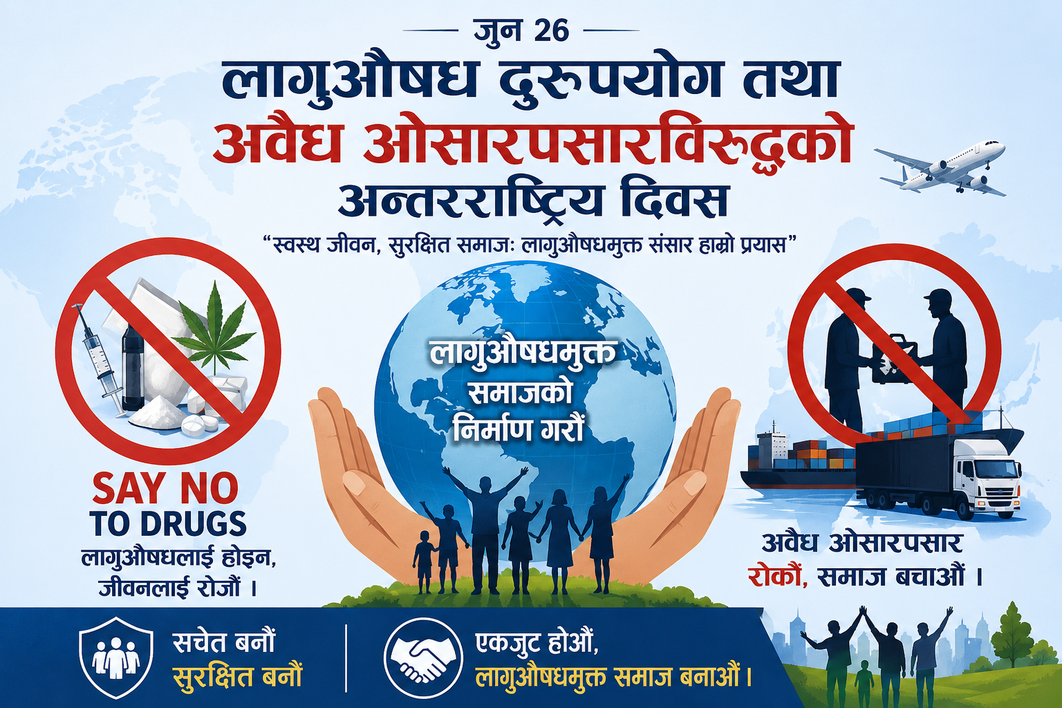 लागुऔषध दुरुपयोग तथा अवैध ओसारपसारविरुद्धको अन्तरराष्ट्रिय दिवस आज