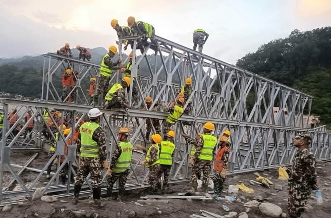 नुवाकोट र रसुवा जोड्ने वेत्रावतीमा बेलिब्रिज जडानको काम अन्तिम चरणमा