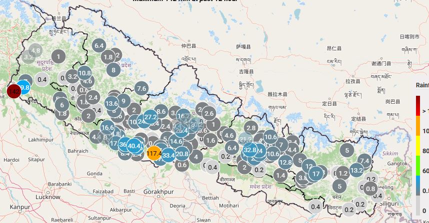 पश्चिम तराईका केही ठाउँमा ठूलो वर्षा, आज पनि धेरै ठाउँमा पानी पर्ने