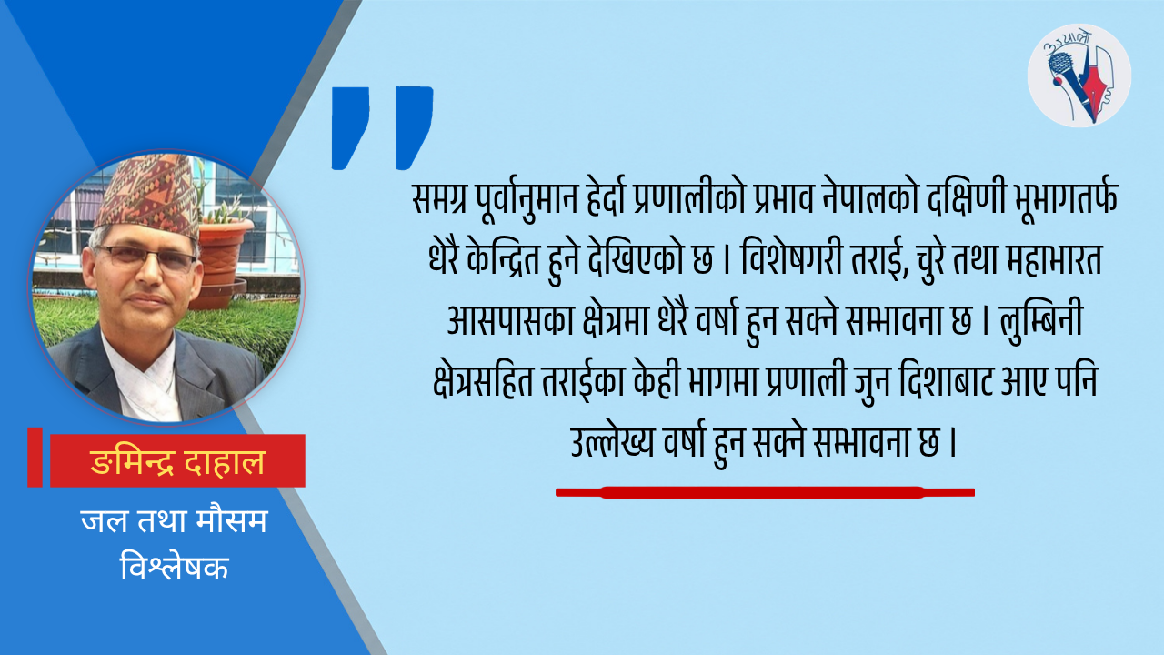 ठूलो वर्षाको सम्भावना छ, तर पानी पार्ने प्रणालीको मार्ग र गति स्पष्ट भइसकेको छैन