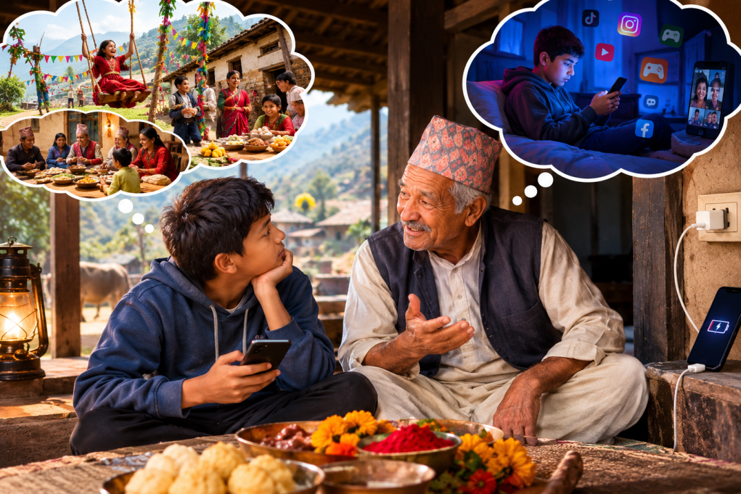 नातिको मोबाइलमा दशैँको नेटवर्क !