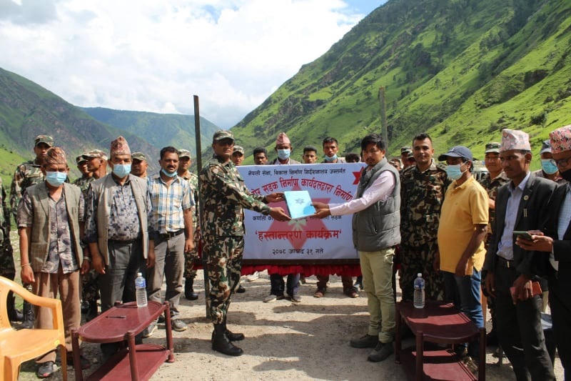 सेनाद्वारा कर्णाली करिडोरकाे निर्माण सम्पन्न गरी हस्तान्तरण