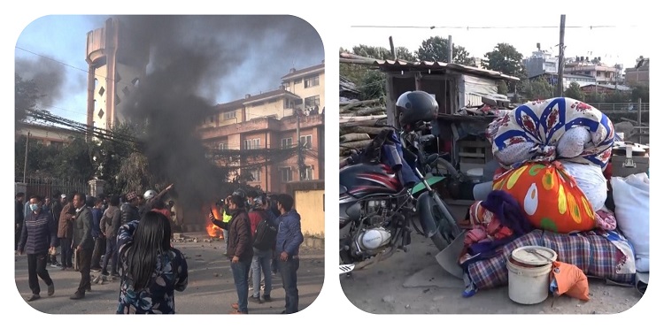 थापाथलीकाे सुकुम्बासी बस्तीमा तनाव : काेही ढुंगा हान्दै, काेही झिटीझाम्टा कस्दै (तस्बिरमा)