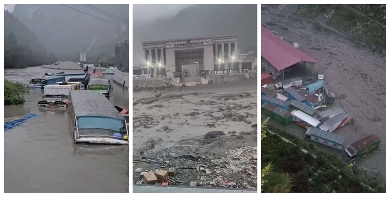 बाढीले नेपाल–चीन जोड्ने मितेरी पुलसँगै गाडी बगायो, त्रिशूली नदीमा बाढीको जोखिम